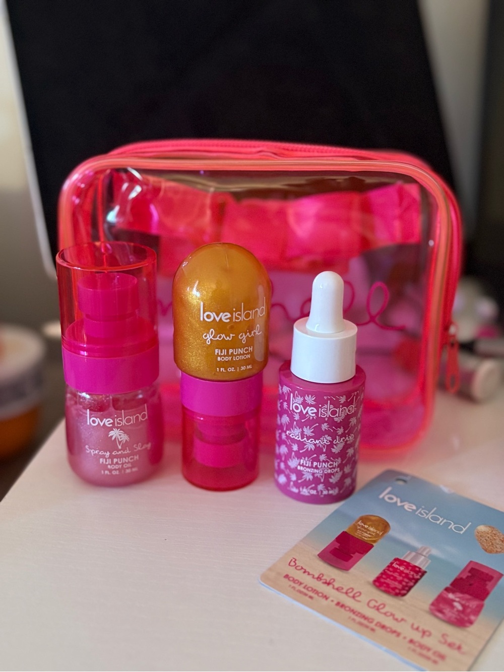 Love Island Fiji Punch Travel Glow Set — Hot Pink